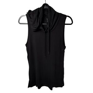 Gaiam Women's Black Small Sleeveless Cowl Neck Hoodie Yoga Activewear Top